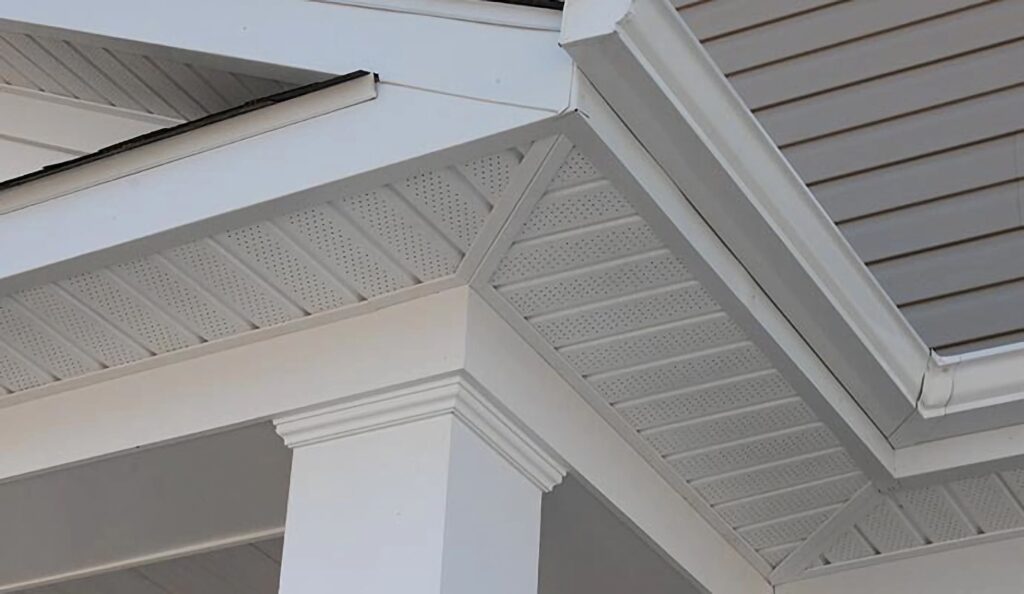 Soffit and fascia installation under roof eaves