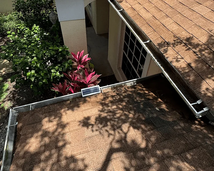 Cleaned gutter after debris removal