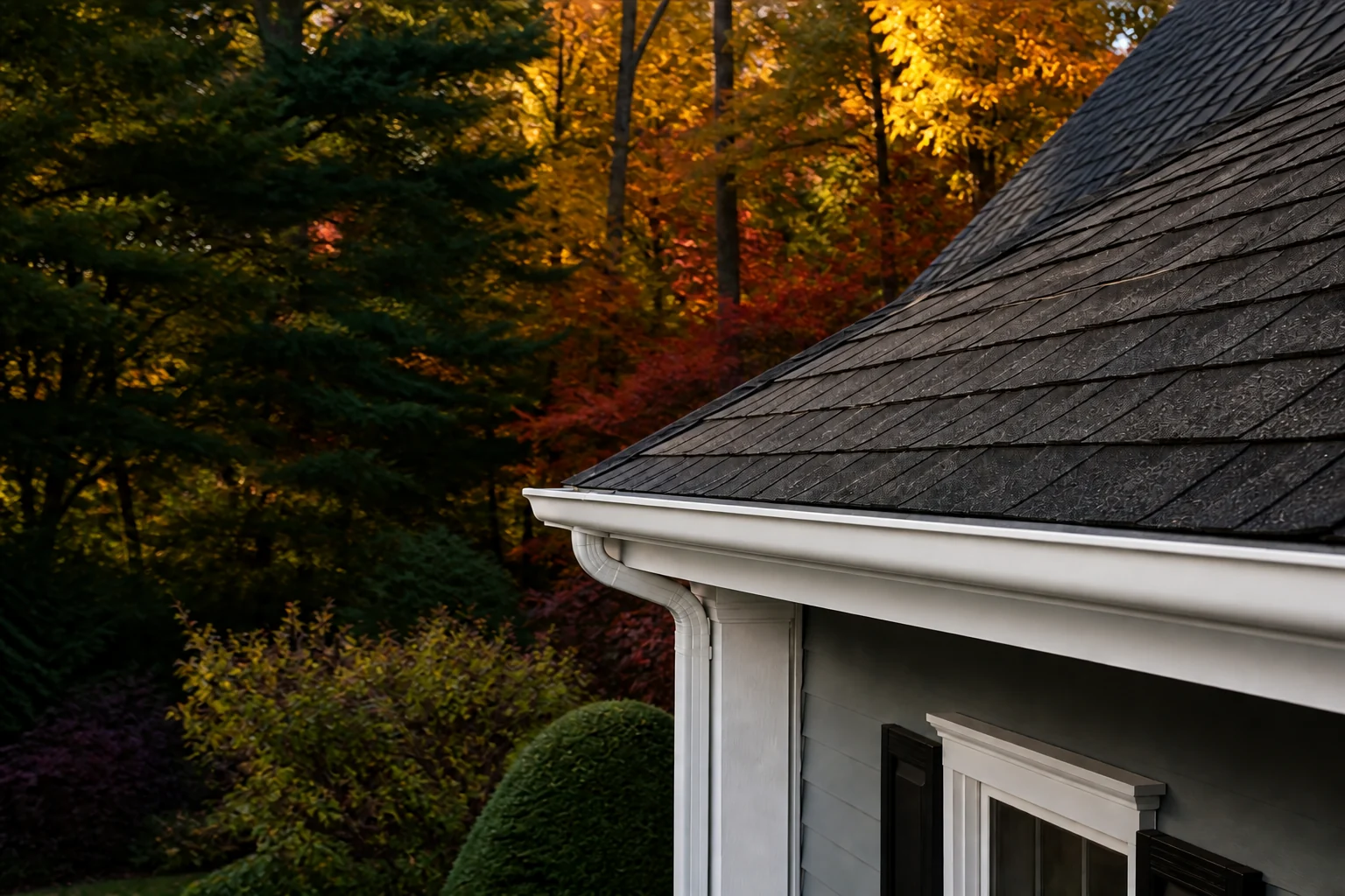 New 6-inch seamless gutter installation on a Pennsylvania colonial home